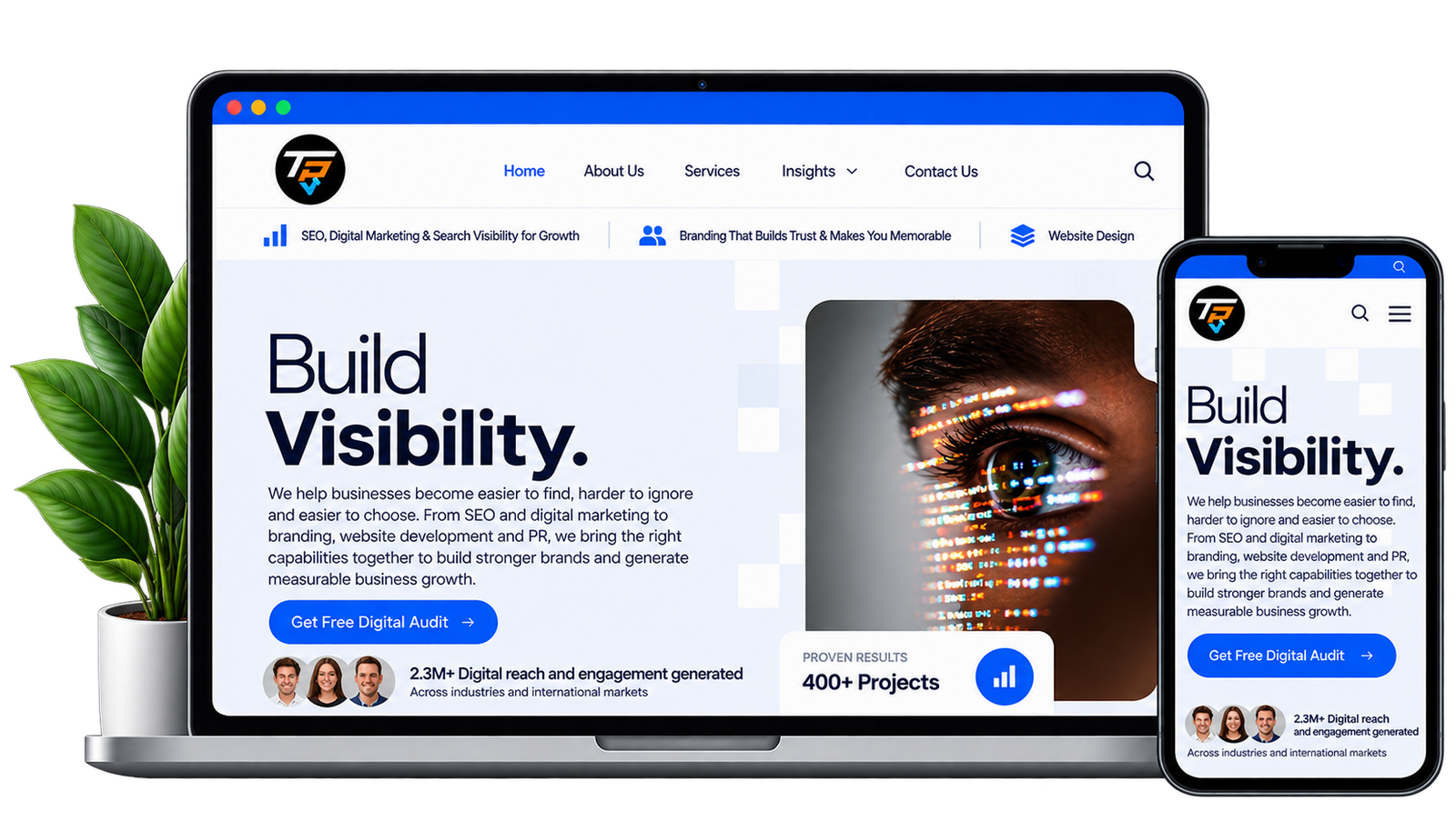Responsive website design on laptop and mobile